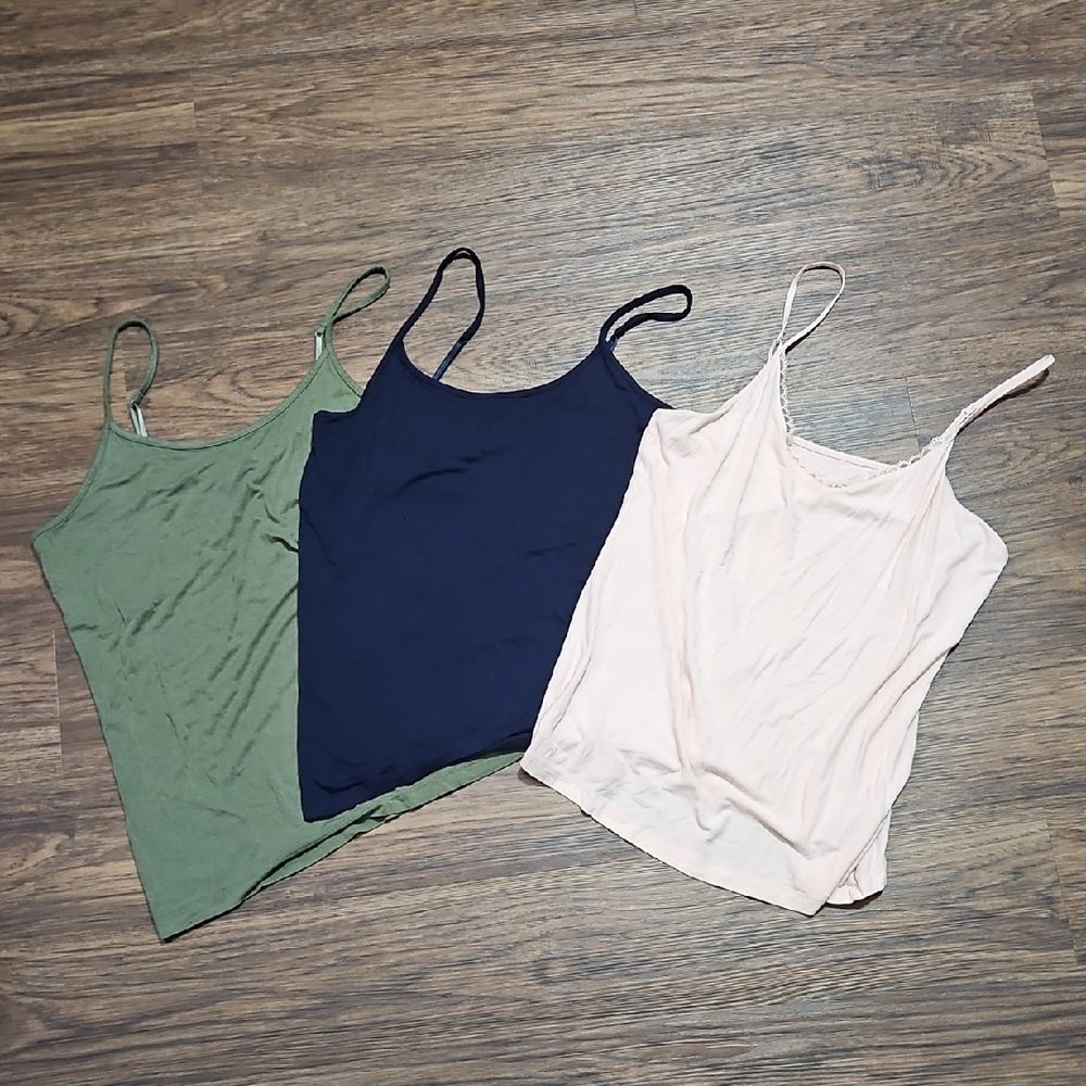3 piece bundle Merona & A New Day Women's Large Camisoles Pink Navy Green